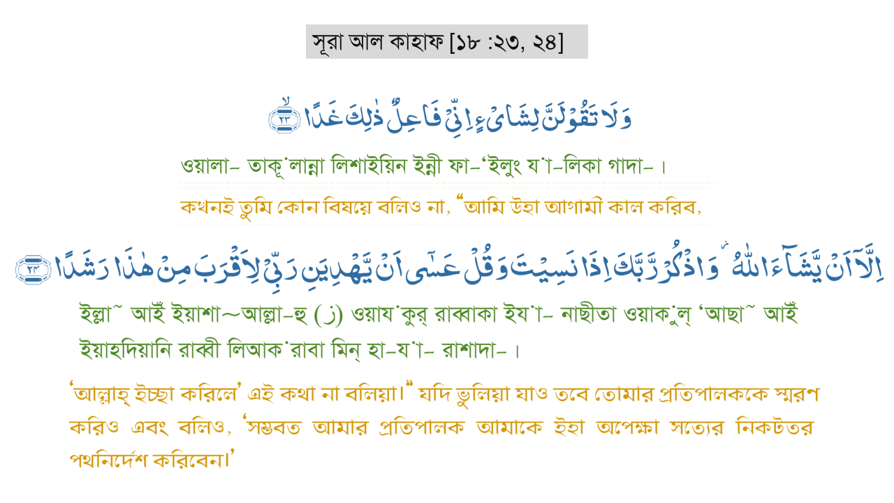 Surah al-kahf, Surah No - 18, Ayat no - 23-24