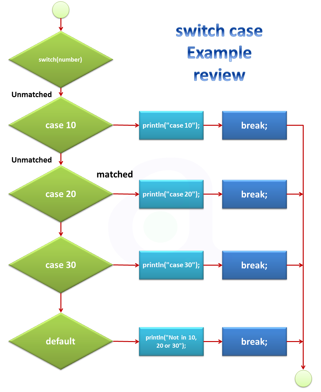 switch case in java programming language