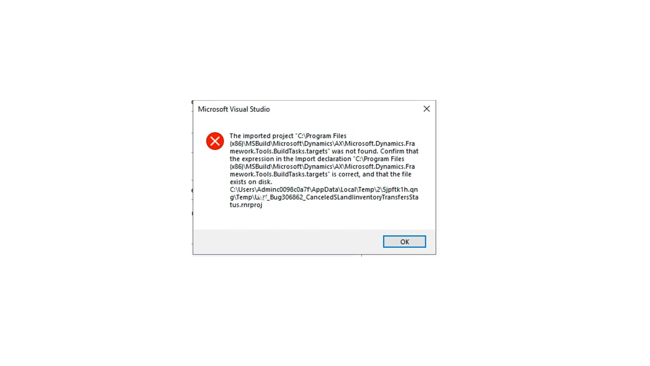 Error While Creating Projects