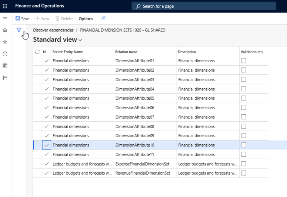 Screenshot of 020 - GL Shared entities view