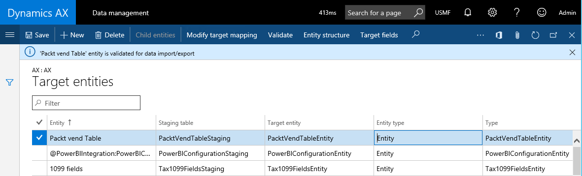  Add this entity in the data management work space