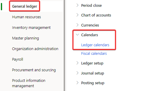 Navigation of Fiscal Calendar in Dynamics 365 F&O